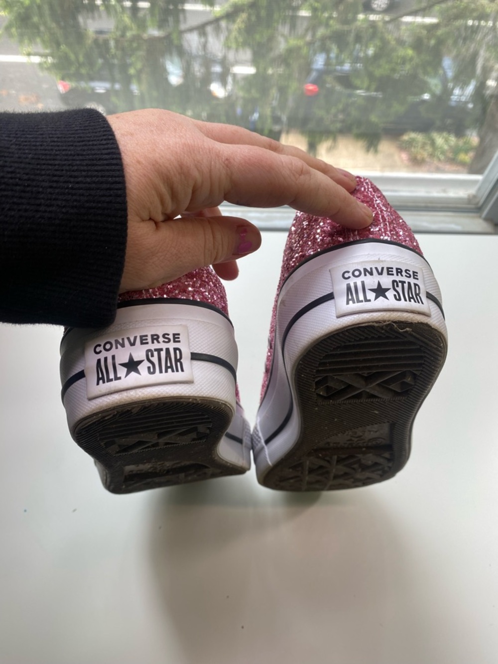 Pink Glitter Low-Top Platform Sneakers - Picture 5 of 10